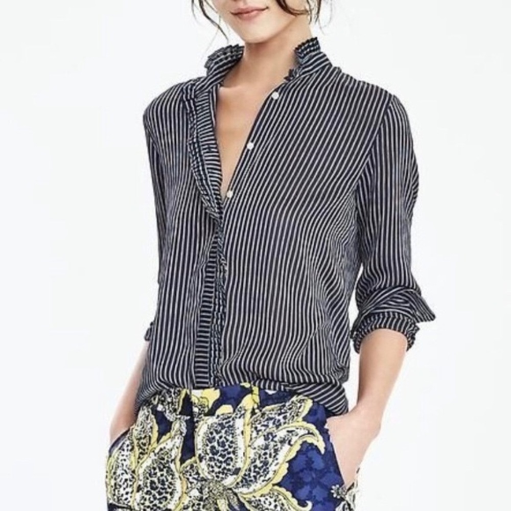 Banana Republic Stripe Ruffle Blouse
